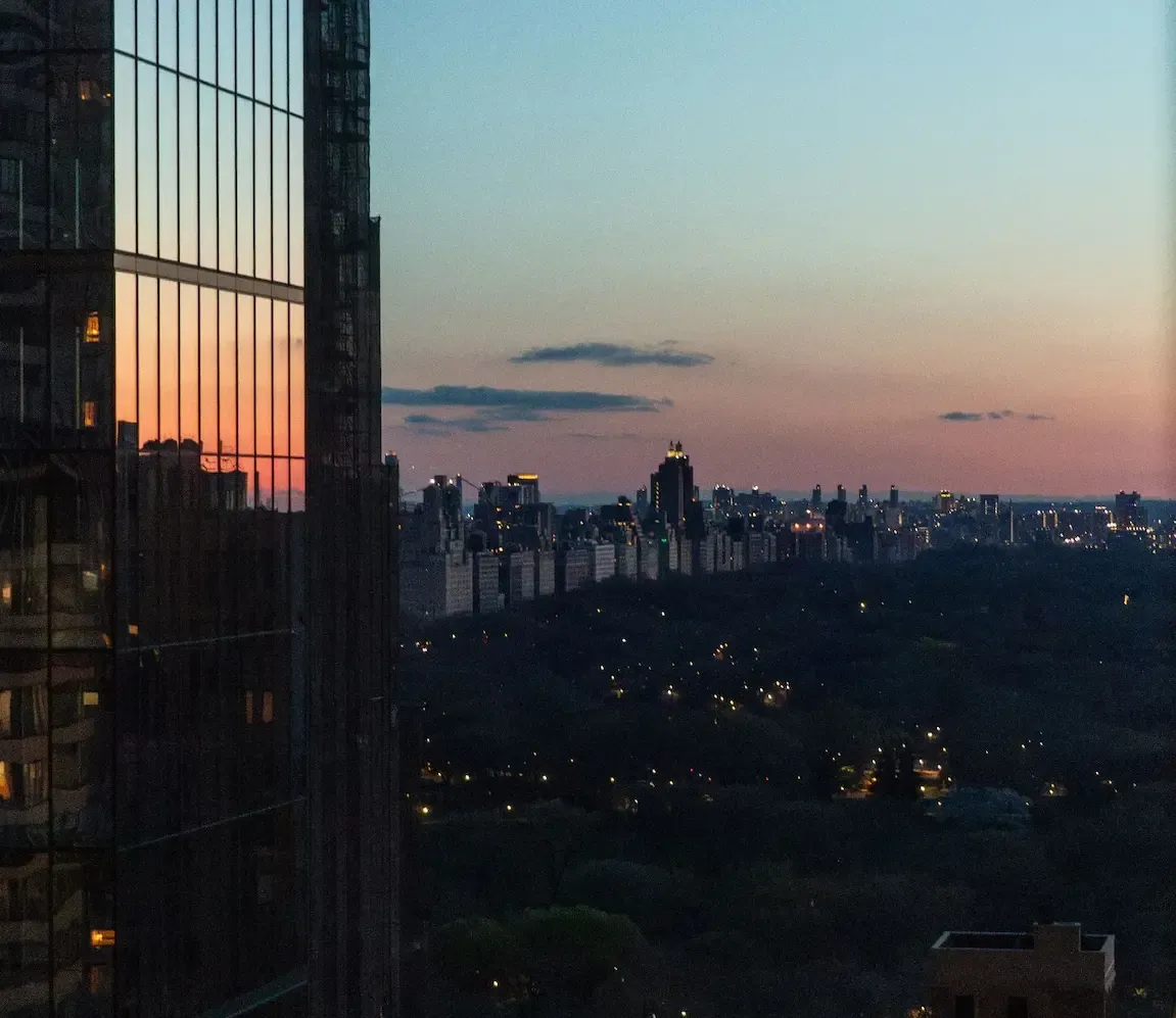 Central Park at dusk seen from a tower